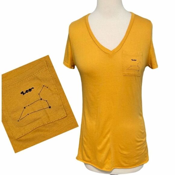 Michelle By Comune Leo Astrology Sign Stars Horoscope‎ Tee T-Shirt Yellow Medium - Picture 2 of 10